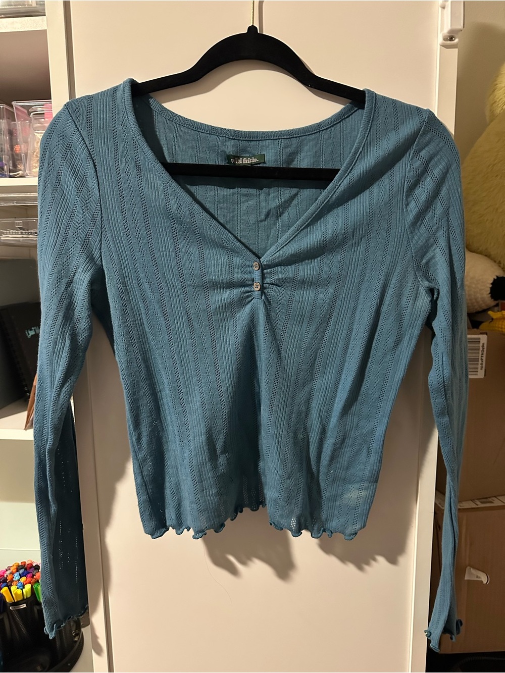 Blue “Pointelle” Top